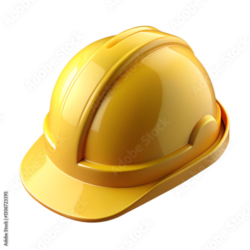 3D Glossy Yellow Construction Helmet Icon