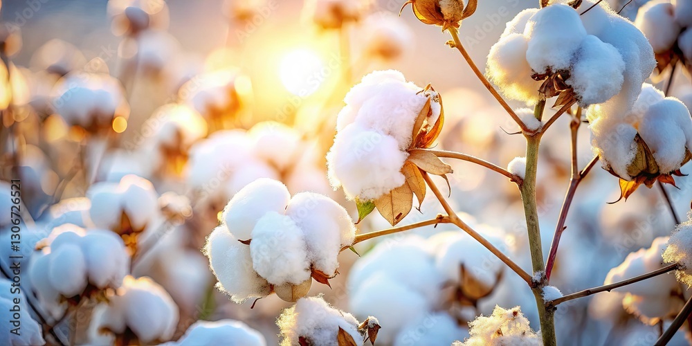 Frosty branches cradle sun-kissed cotton, a winter wonderland in breathtaking closeup. Frosty branches cradle sun-kissed cotton, a winter wonderland in breathtaking closeup.