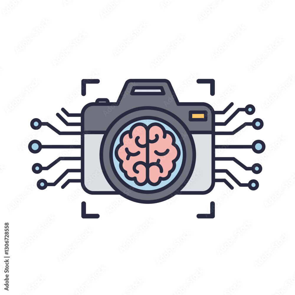 Image AI: An illustration showing a camera's lens is replaced by a brain, enhanced with intricate circuitry, symbolizing the integration of artificial intelligence and imaging technology. Image AI: An illustration showing a camera's lens is replaced by a brain, enhanced with intricate circuitry, symbolizing the integration of artificial intelligence and imaging technology.