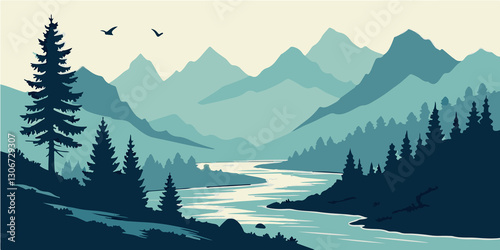 mountain landscape with forest