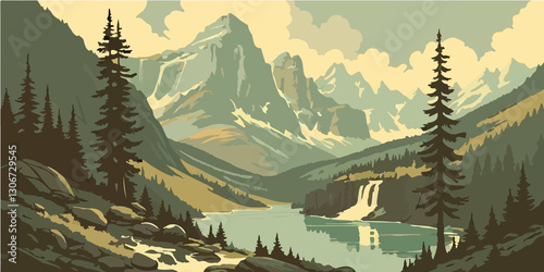 mountain landscape with forest