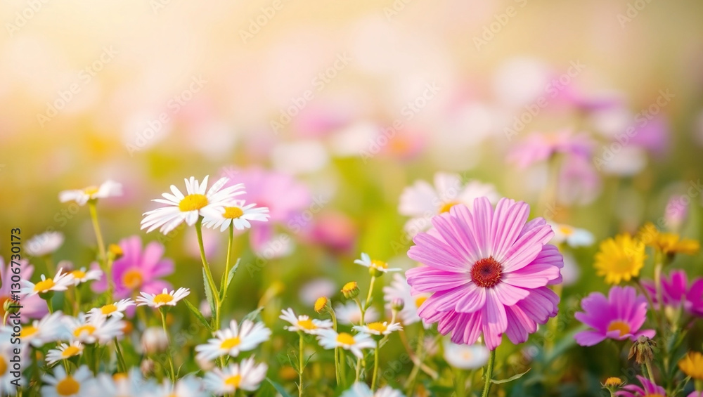 Fototapeta premium Beautiful Spring Wildflowers in Bloom – Stunning Nature Photography. Generative AI