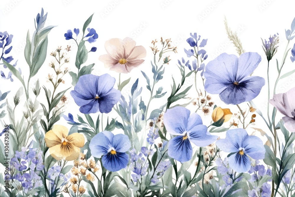 Flowers illustration watercolor blossoms.