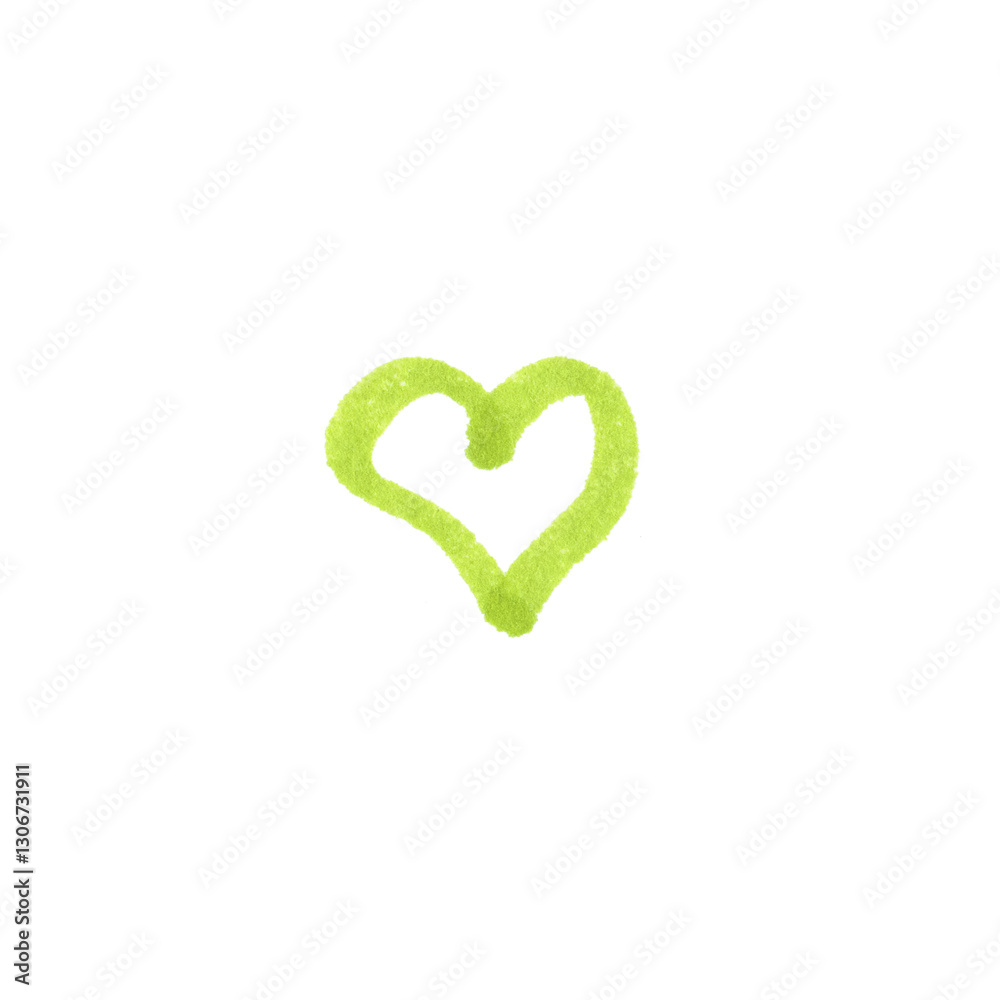 Fototapeta premium Outline Heart Symbol, hand-drawn marker glyph with light green color on transparent Background
