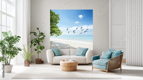 A pod of dolphins jumping in the distance, framed by a panoramic ocean view.