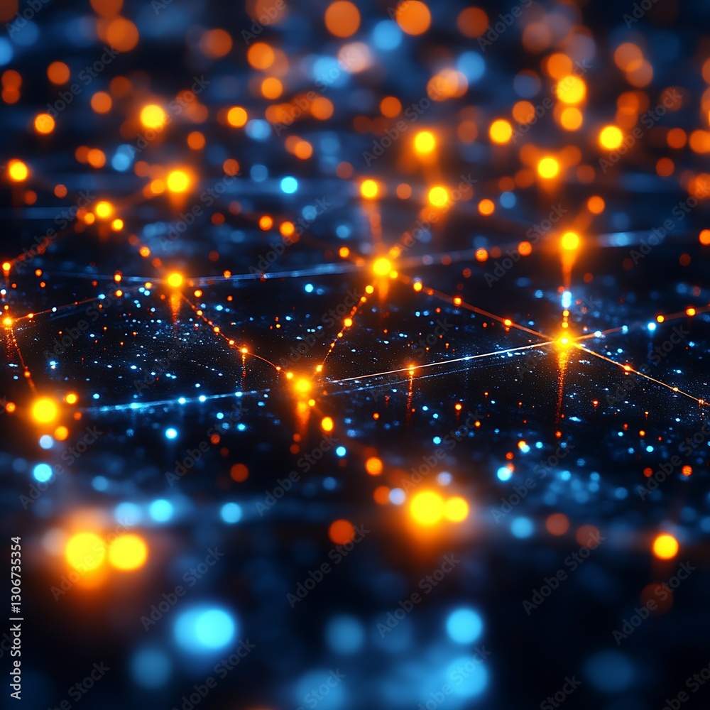 Obraz premium Lights connect on abstract dark background