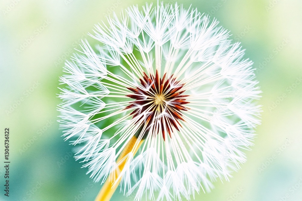 Dandelion seed head close-up wallpaper illustration flower art background.