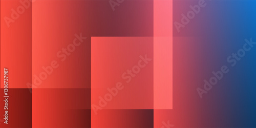 A modern abstract design featuring a smooth red gradient background with overlapping transparent squares. Harmonious colors, professional look, ideal for business use, websites, etc. Vector design.