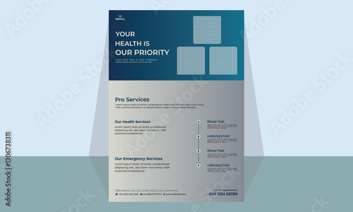 Simple Flat design healthcare poster template design