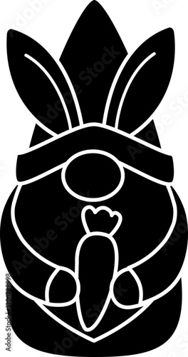 Cute Easter Gnome silhouette flat stock vector.
Spring Gnome silhouette.
Good for greeting card,poster, banner,leaflet.
Transparent background.