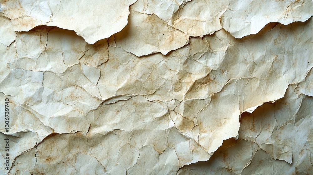 Vintage Aged Paper Texture with Wrinkles, Stains, and Old Parchment Effect – Grunge Background for Antique, Retro, and Historical Design Projects