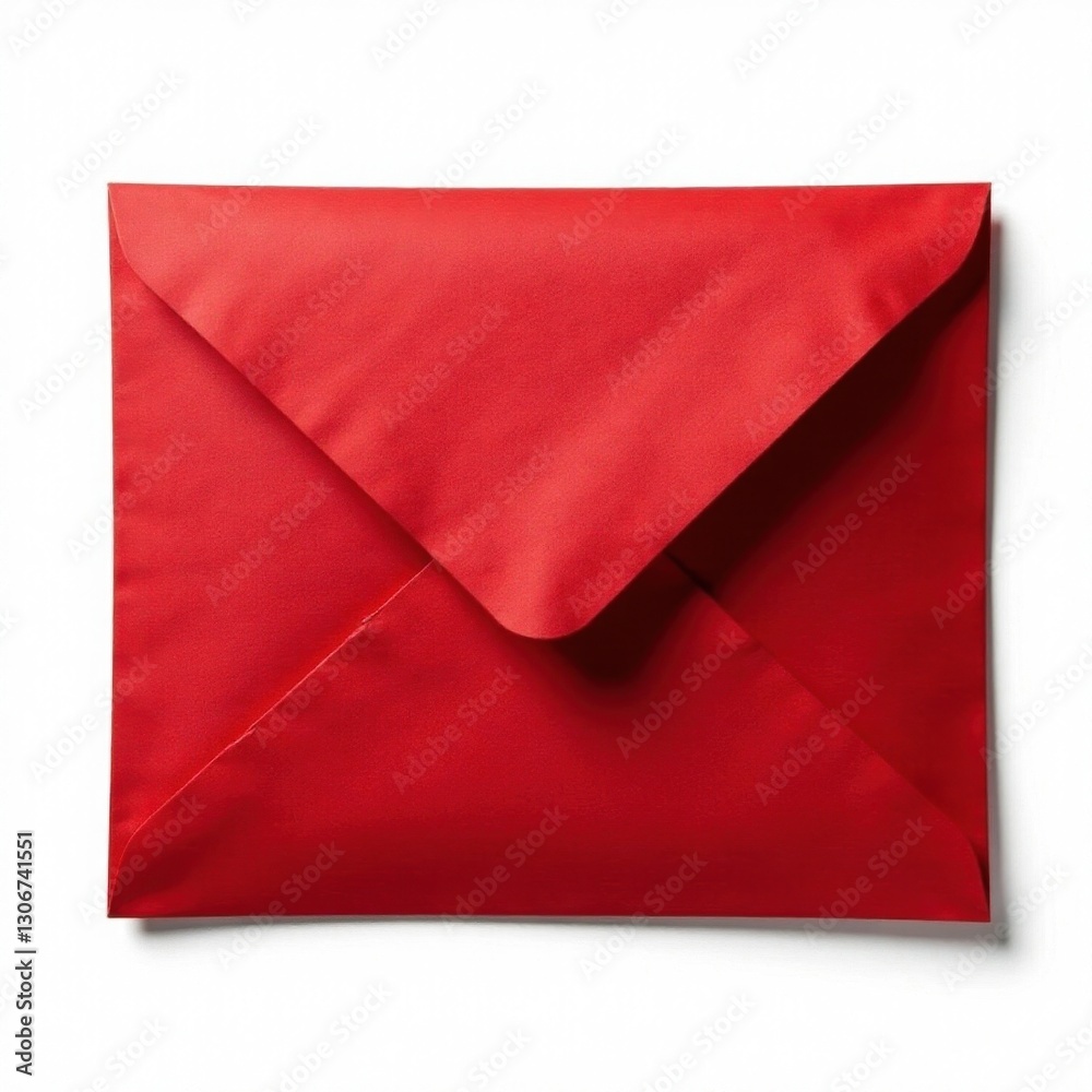 Wrinkled red envelope, tattered edges, isolated on white Front view , message, close-up Wrinkled red envelope, tattered edges, isolated on white Front view , message, close-up