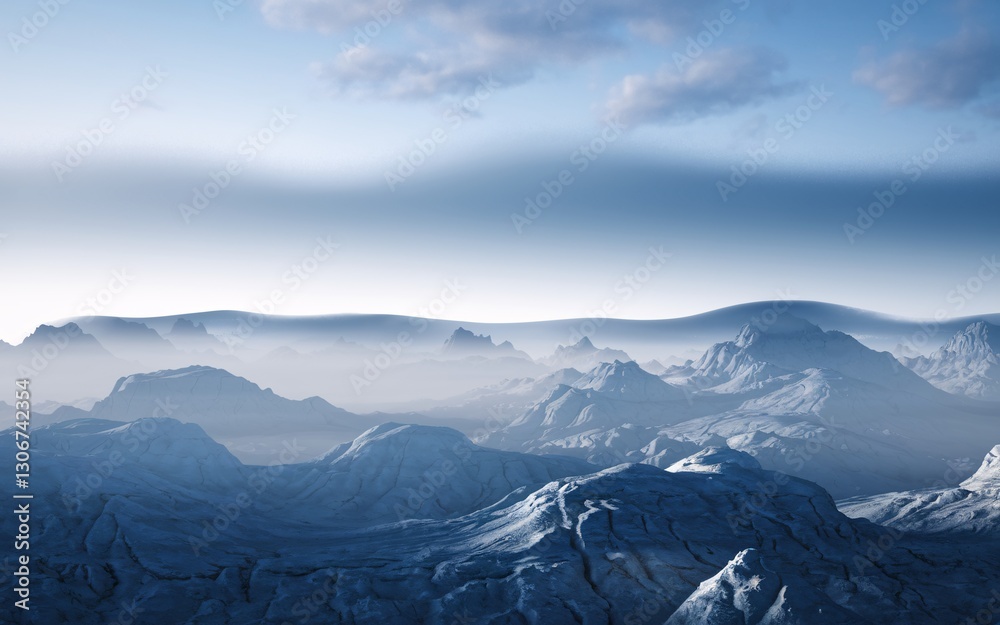 Obraz premium Misty Mountain Range at Dawn