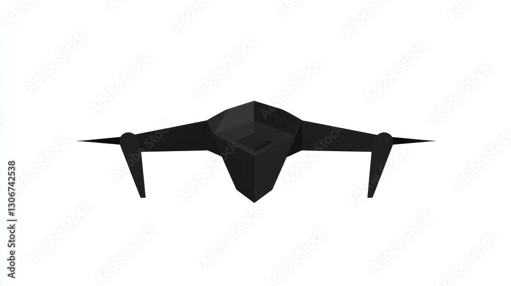 Stealth drone aerial view, white background, technology Stealth drone aerial view, white background, technology