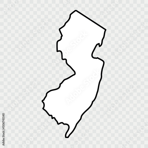 New Jersey Map Black, State Border, United States, US America, Transparent Isolated, Variations. Vector. New Jersey map, united states of america. Flat concept icon symbol vector illustration
