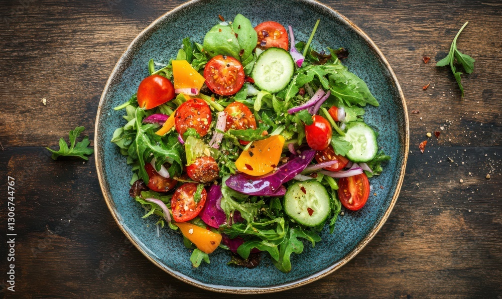 Vibrant veggie salad on a plate Vibrant veggie salad on a plate