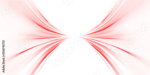 Glowing red speed lines on a dark background. Futuristic motion effect with neon rays. High-tech digital highway, fast-moving cyber road. Vector illustration for modern technology concepts.