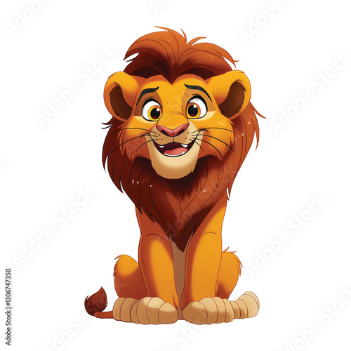 Cute cartoonish style lion flat vector