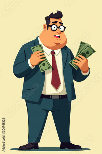 Businessman Hiding Money Representing Financial Fraud Deception and Unethical Corporate Practices Dark Business Dealings Shady Accounting in the World of Finance Stock Vector Graphic