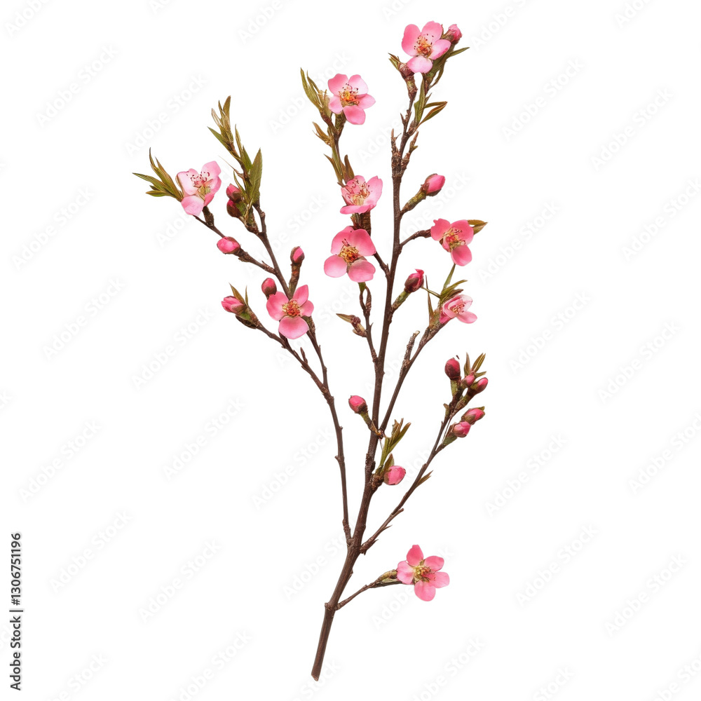 Fototapeta premium Pink Wax Flower Twig Bouquet on transparent background.