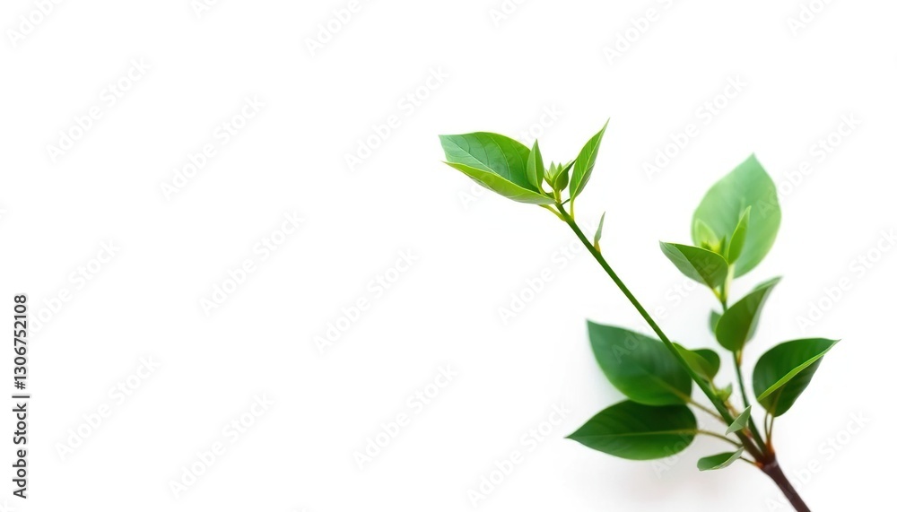 Obraz premium Single vibrant green plant, isolated on pure white, photography, texture