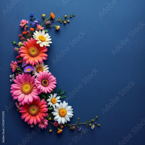 Concept photo of flowers, corsage with space for text for greeting, invitation or celebration