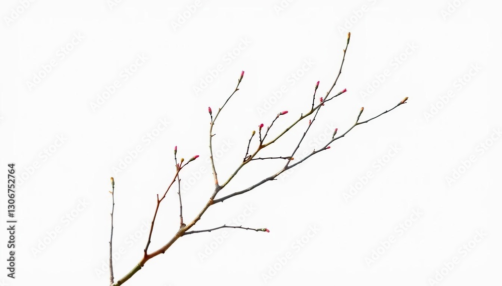 Delicate, bare branches isolated against a pure white backdrop, picture, natural Delicate, bare branches isolated against a pure white backdrop, picture, natural