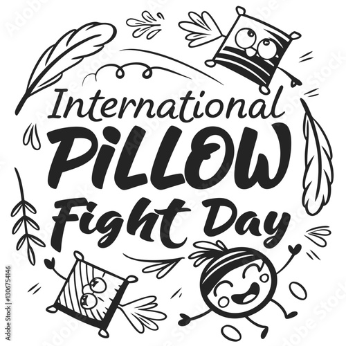 INTERNATIONAL PILLOW FIGHT DAY vector illustration