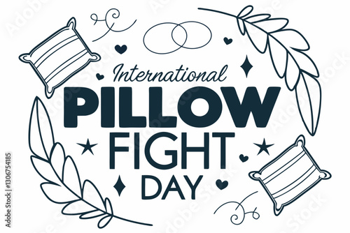 INTERNATIONAL PILLOW FIGHT DAY vector illustration
