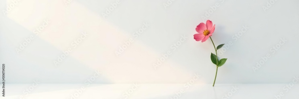 A solitary flower against a stark white background with soft light, gentle, glow, background A solitary flower against a stark white background with soft light, gentle, glow, background