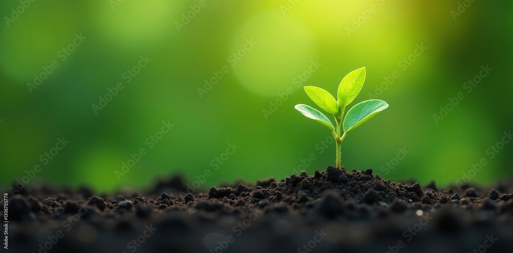Naklejka premium Single sprout growing from the ground with clipping path, isolated,