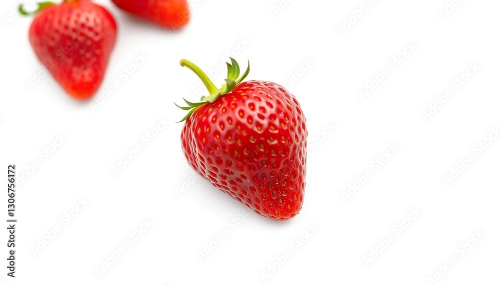 A single ripe strawberry, vibrant red, isolated on pure white, background, juicy A single ripe strawberry, vibrant red, isolated on pure white, background, juicy