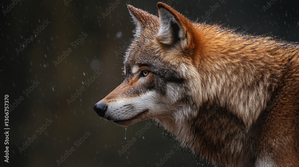 Obraz premium Rainy Forest Wolf Profile