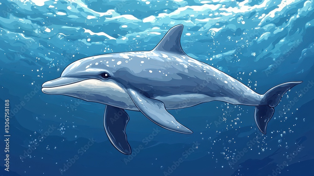 Fototapeta premium dolphin isolated,cartoon illustration style