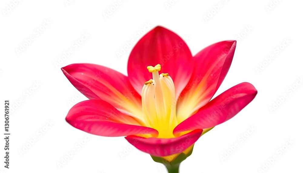 Fototapeta premium A single vibrant bloom, petals unfurled, set against pure white, purple, spring