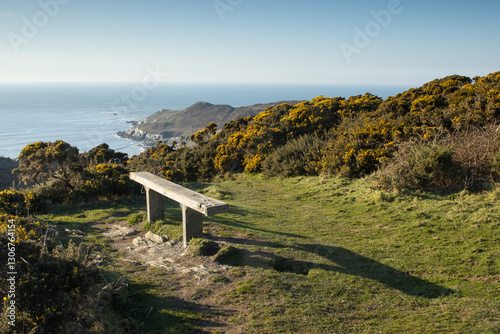 Obraz na płótnie Seat overlooking headland of Mortehoe in North Devon w salonie