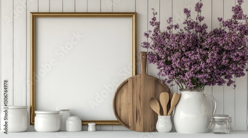 A pristine, light-wooden cutting board rests on a stark white surface, its smooth texture inviting touch. Its elegant rectangular form hints at culinary creativity photo