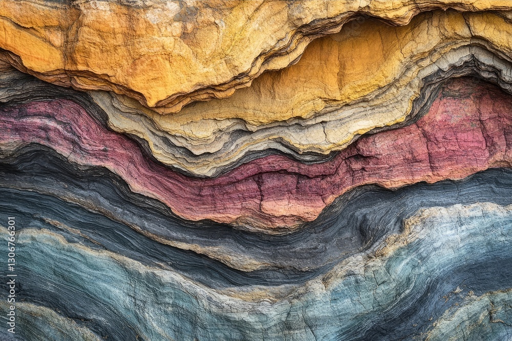 eroded badlands with colorful rock layers, showing the intricate wind and water patterns on the rocks eroded badlands with colorful rock layers, showing the intricate wind and water patterns on the rocks