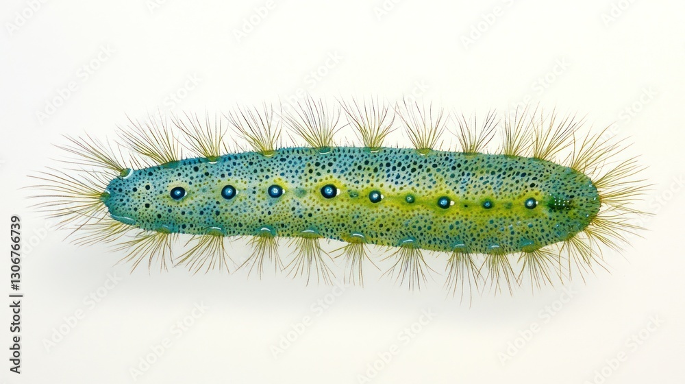Obraz premium Green caterpillar, isolated on white