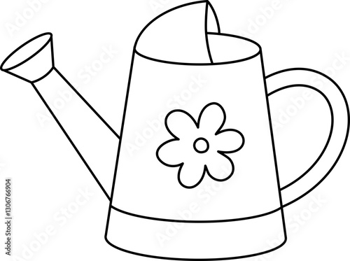 Garden watering can outline flat vector illustration.
Simple water can for plants coloring page isolated.
Outdoor watering can.
Good for craft and DIY.
Transparent background.