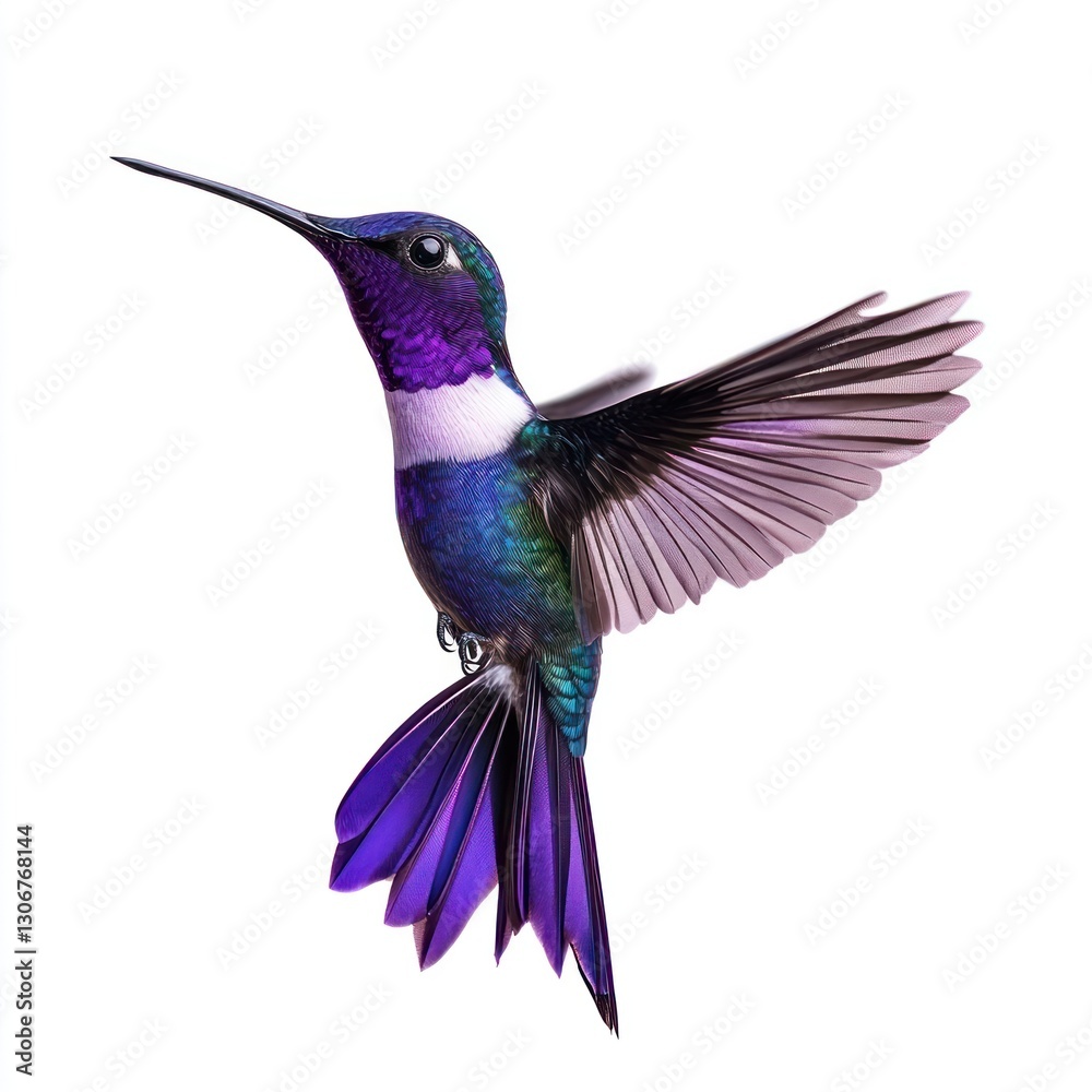 Fototapeta premium A flying purple hummingbird photography wildlife colorful.