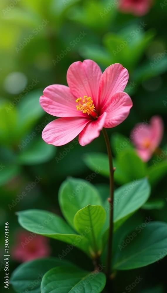 Fototapeta premium Full bloom of alyogyne hakeifolia flower on a small bush, tropical plants, bushy growth, native plants