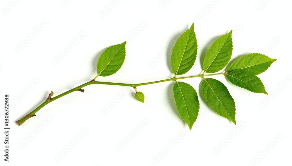 Single branch of green tree isolated on white background, simple, branch Single branch of green tree isolated on white background, simple, branch