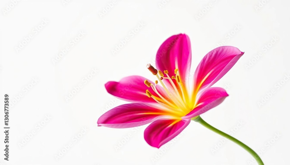 Naklejka premium A single vibrant bloom, petals unfurled, set against a pure white backdrop, wallpaper, natural