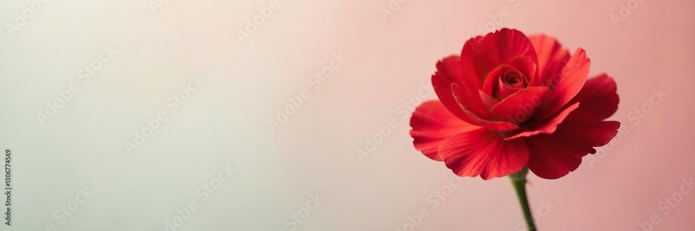 Single red carnation in front of a neutral colored surface, isolated, single Single red carnation in front of a neutral colored surface, isolated, single