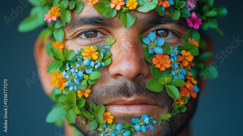 face of a man with vibrant colors 