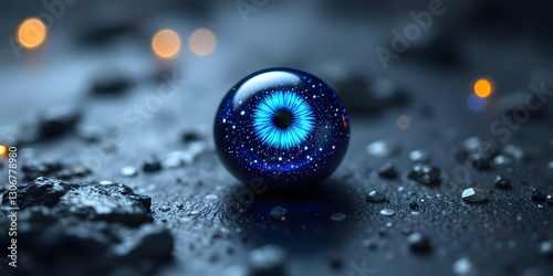 Concept photo of evil eye bead with space for text	
