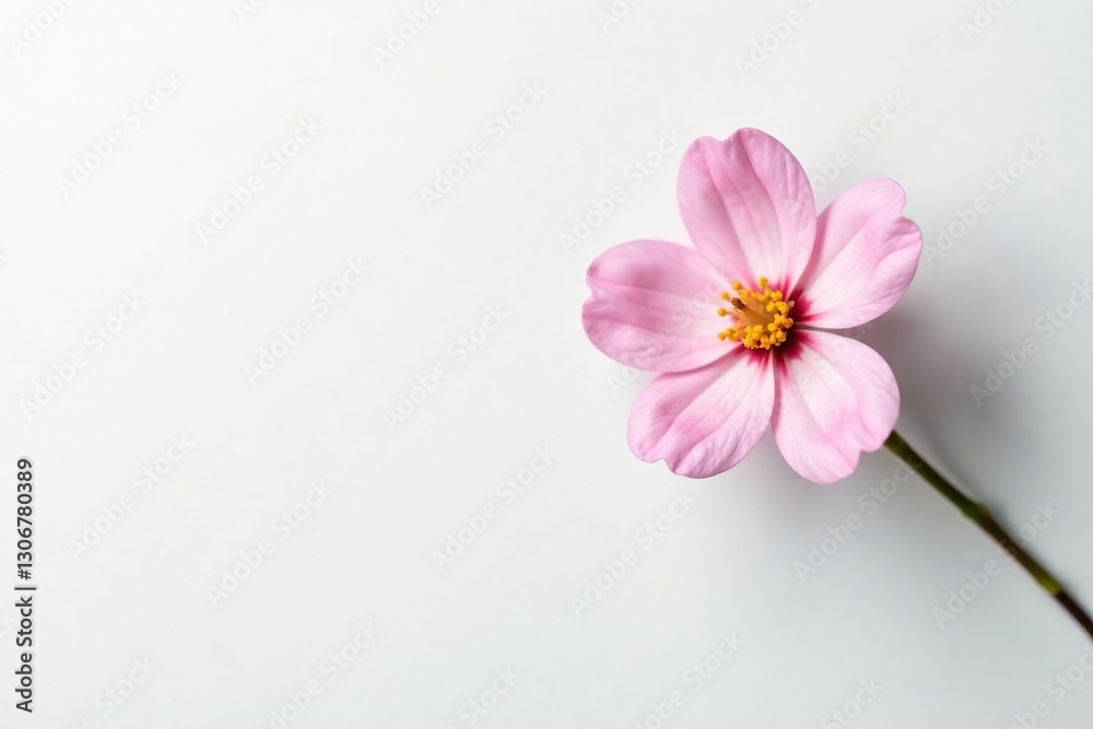 Fototapeta premium A delicate flower in isolation against a plain white surface, blossoms, nature
