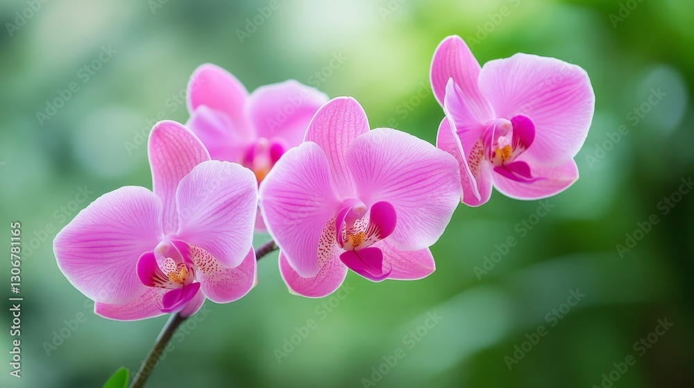 Vibrant pink orchids blooming gracefully in a lush green garden, symbolizing beauty and tranquility Vibrant pink orchids blooming gracefully in a lush green garden, symbolizing beauty and tranquility