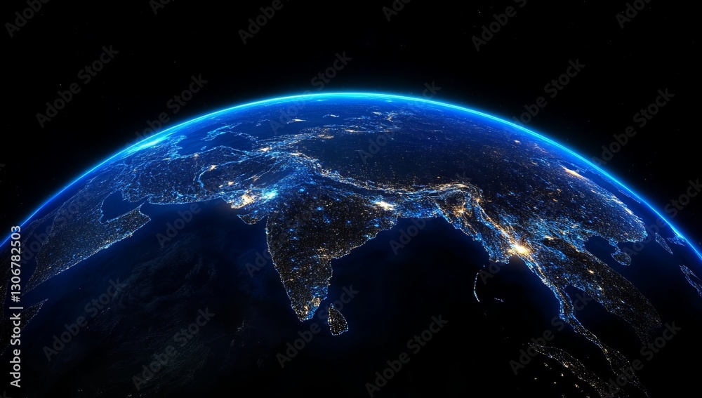 Fototapeta premium Earth at night, Asian lights